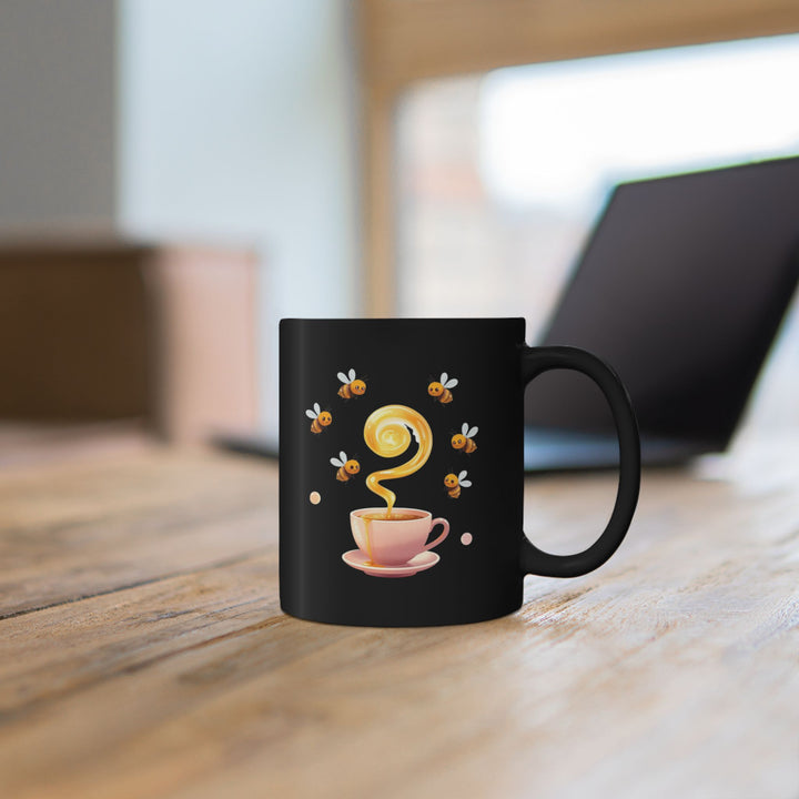Black Ceramic Mug 11oz/15oz – Cute Bee & Honey Teacup Pastel Gift Cup