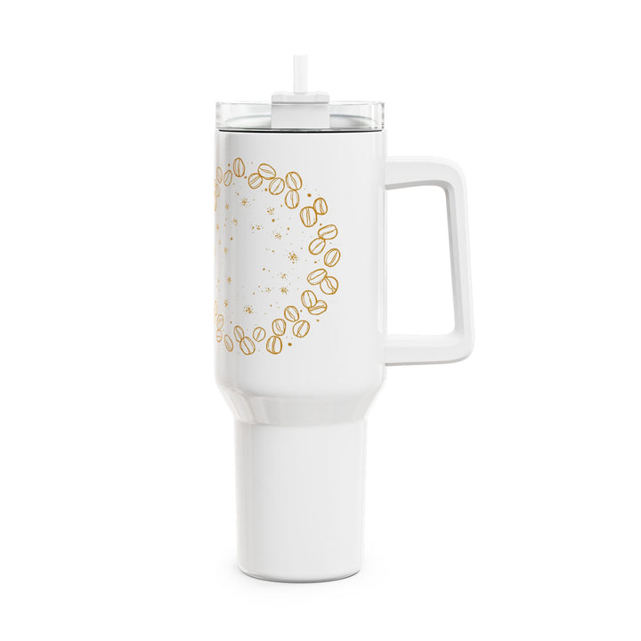 40oz Coffee Bean Insulated Tumbler – Trendy Black, Artistic Café Vibes