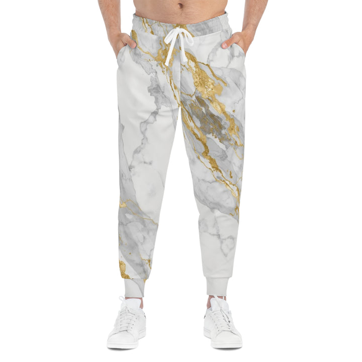 Marble Gold Athletic Joggers – Luxe All-Over Print, Modern Comfort Fit