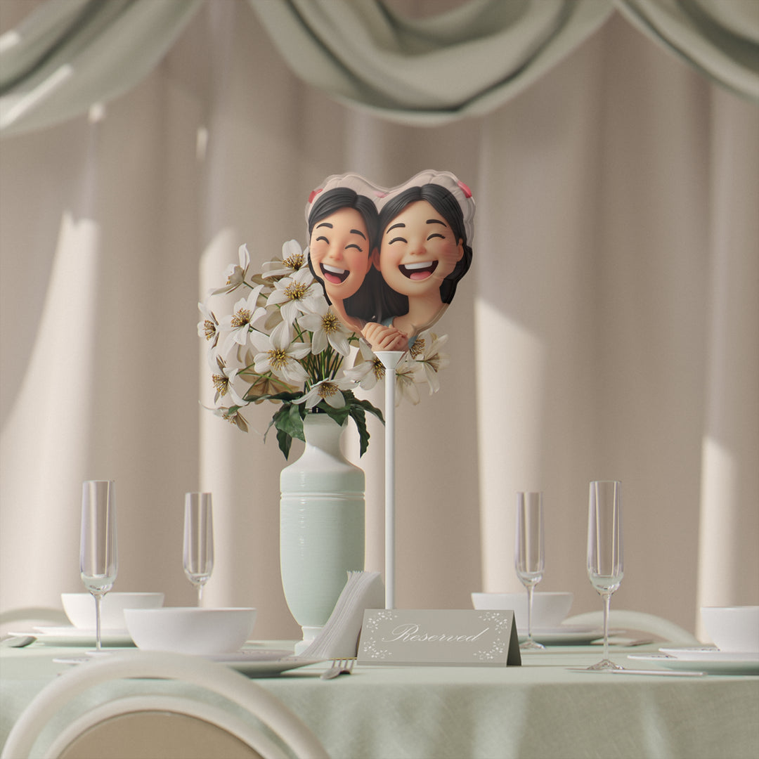 Custom 6” Heart & Round Balloons – Cute 3D Cartoon Girls Party Decor