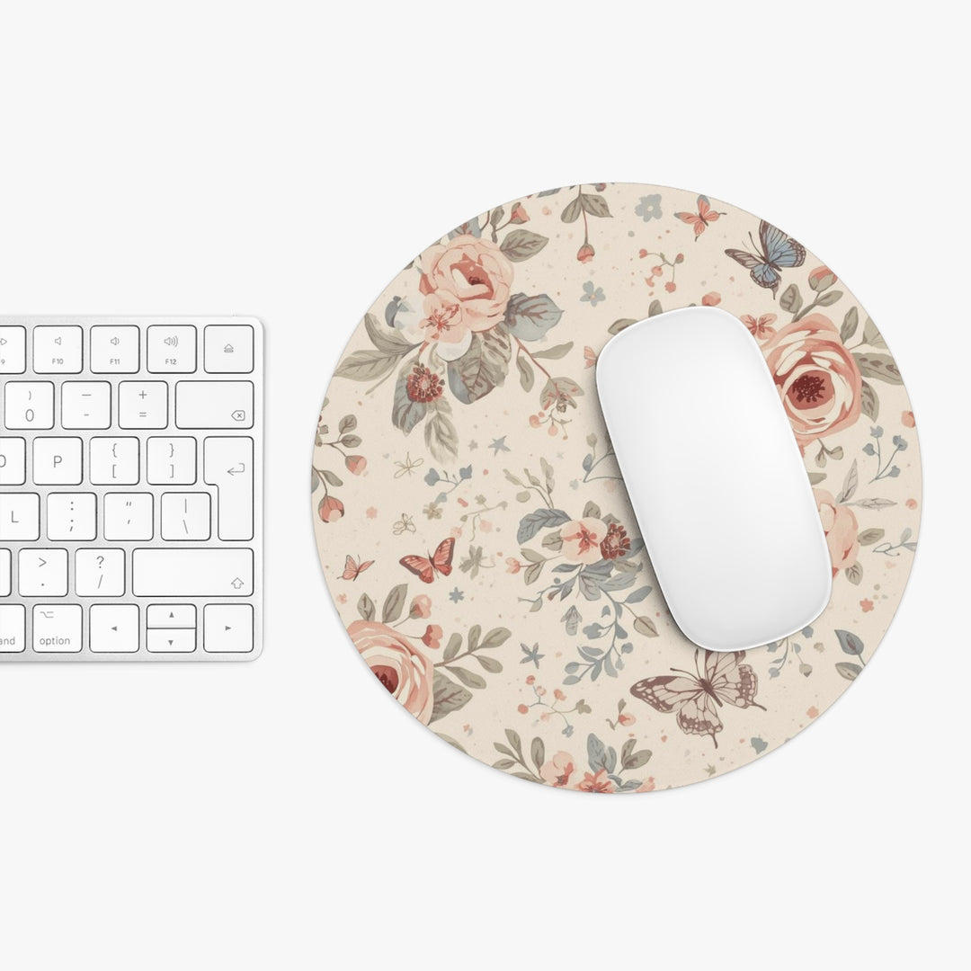 Personalized Floral Mouse Pad – Premium, Stylish Rose & Butterfly Design