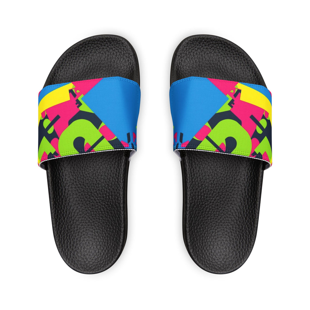 Women's Custom Neon Geometric Removable-Strap Sandals – 2-in-1 Urban Chic