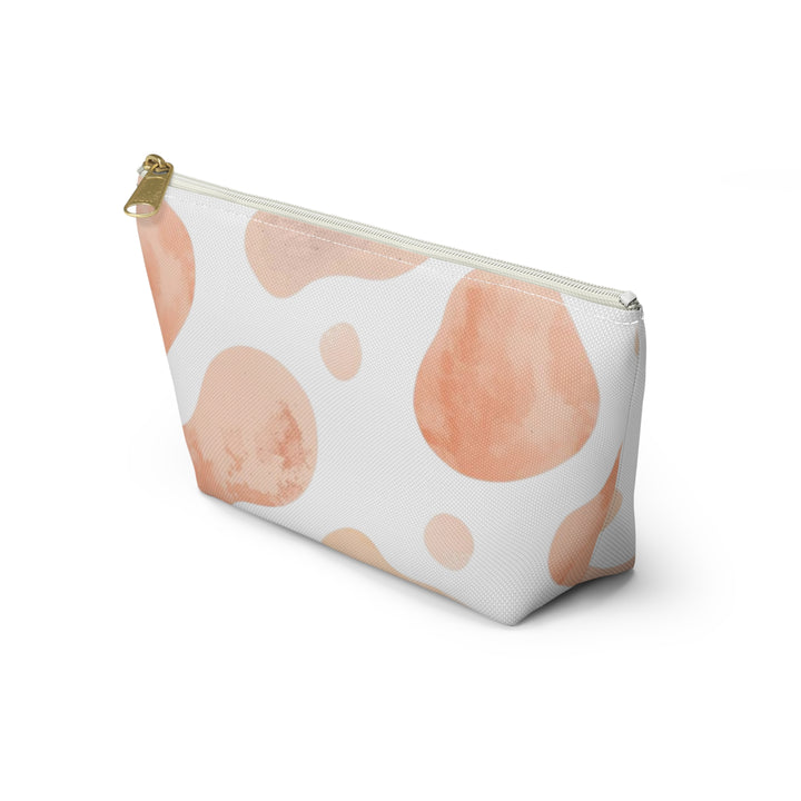 Chic T-Bottom Accessory Pouch – Blush & Peach Abstract Watercolor Design