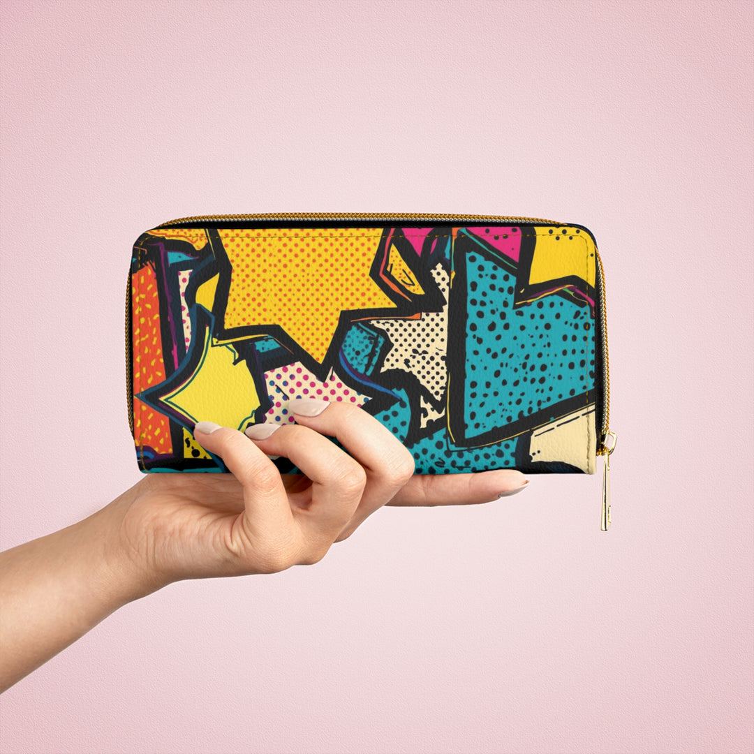 Sleek Pop Art Personalized Zipper Wallet – Vibrant Comic Book Design