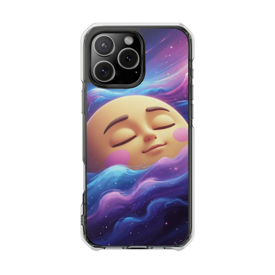 MagSafe Magnetic Clear Impact Case – Dreamy Galaxy Moon Design for iPhone