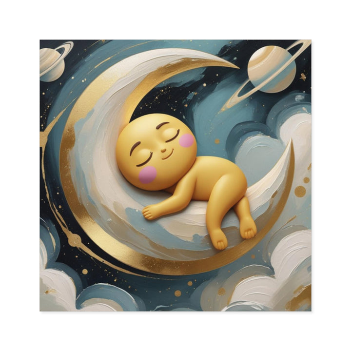 Whimsical Celestial Square Laminate Sticker – Cute Baby Moon & Stars Design