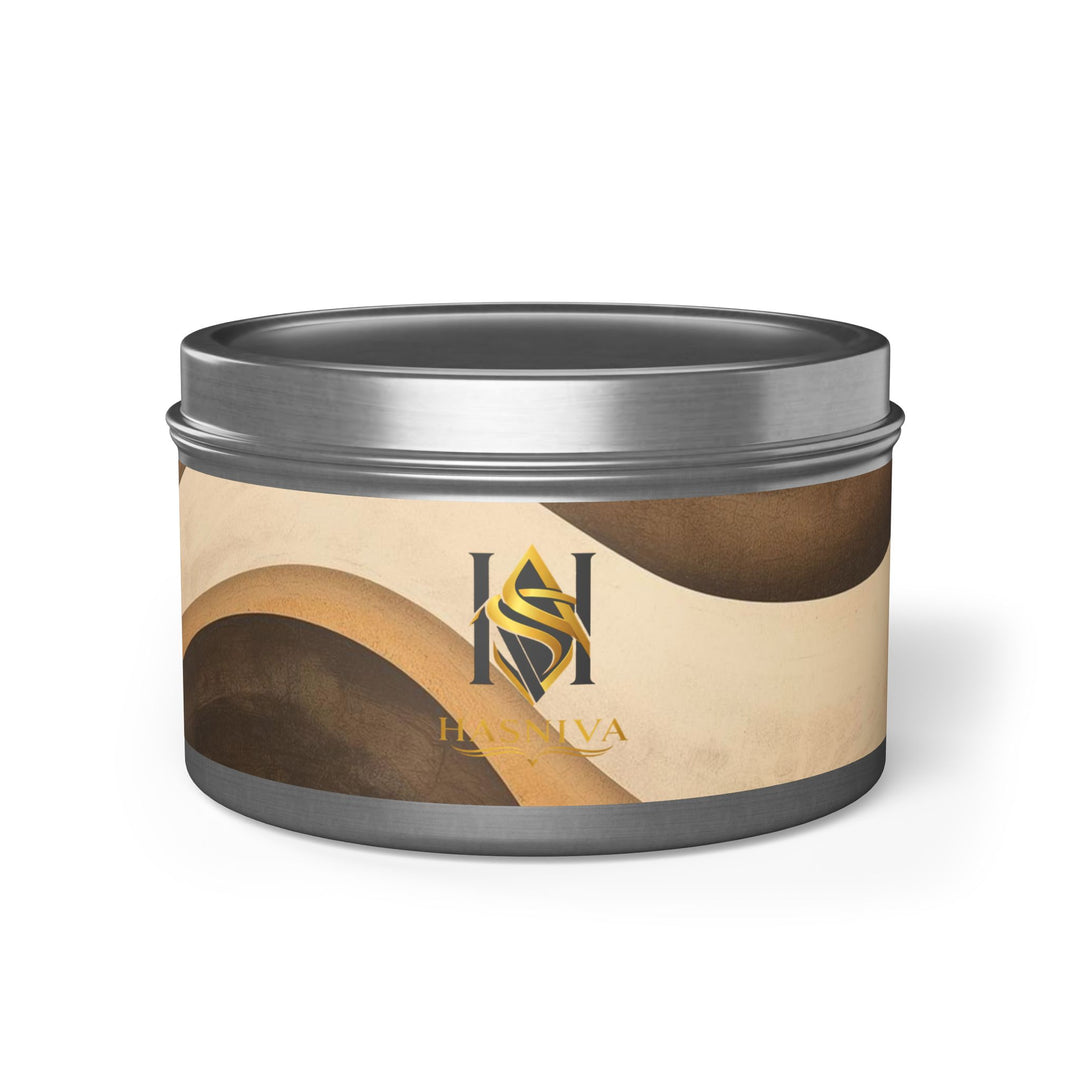 Handcrafted Abstract Wave Tin Candle – Cozy Mid-Century Modern Decor Gift