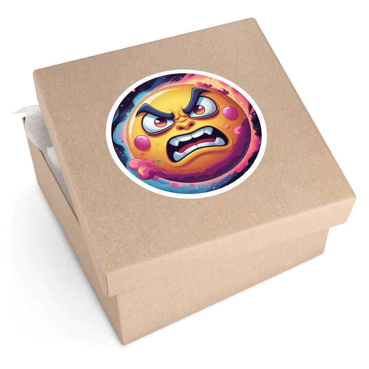 Cosmic Cartoon Sun Round Sticker – Durable, Fun & Weatherproof Decor