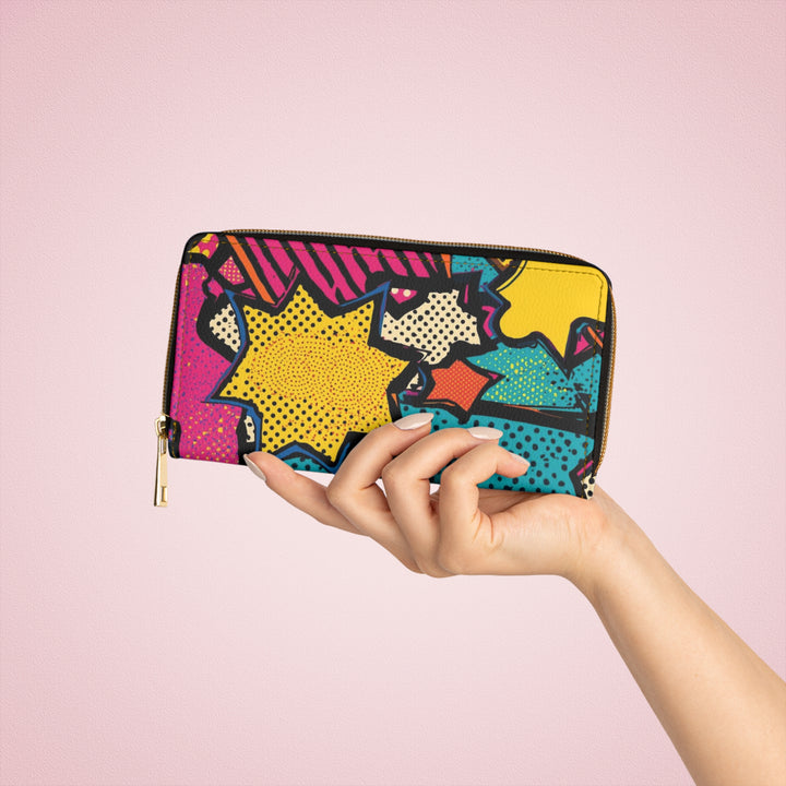 Sleek Pop Art Personalized Zipper Wallet – Vibrant Comic Book Design