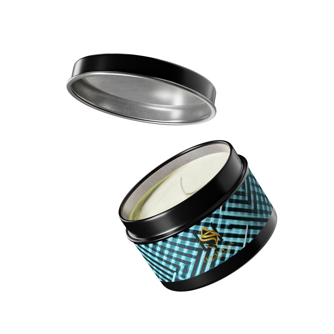 Modern Geometric Tin Candle – Handcrafted, Custom Scented, Art-Inspired