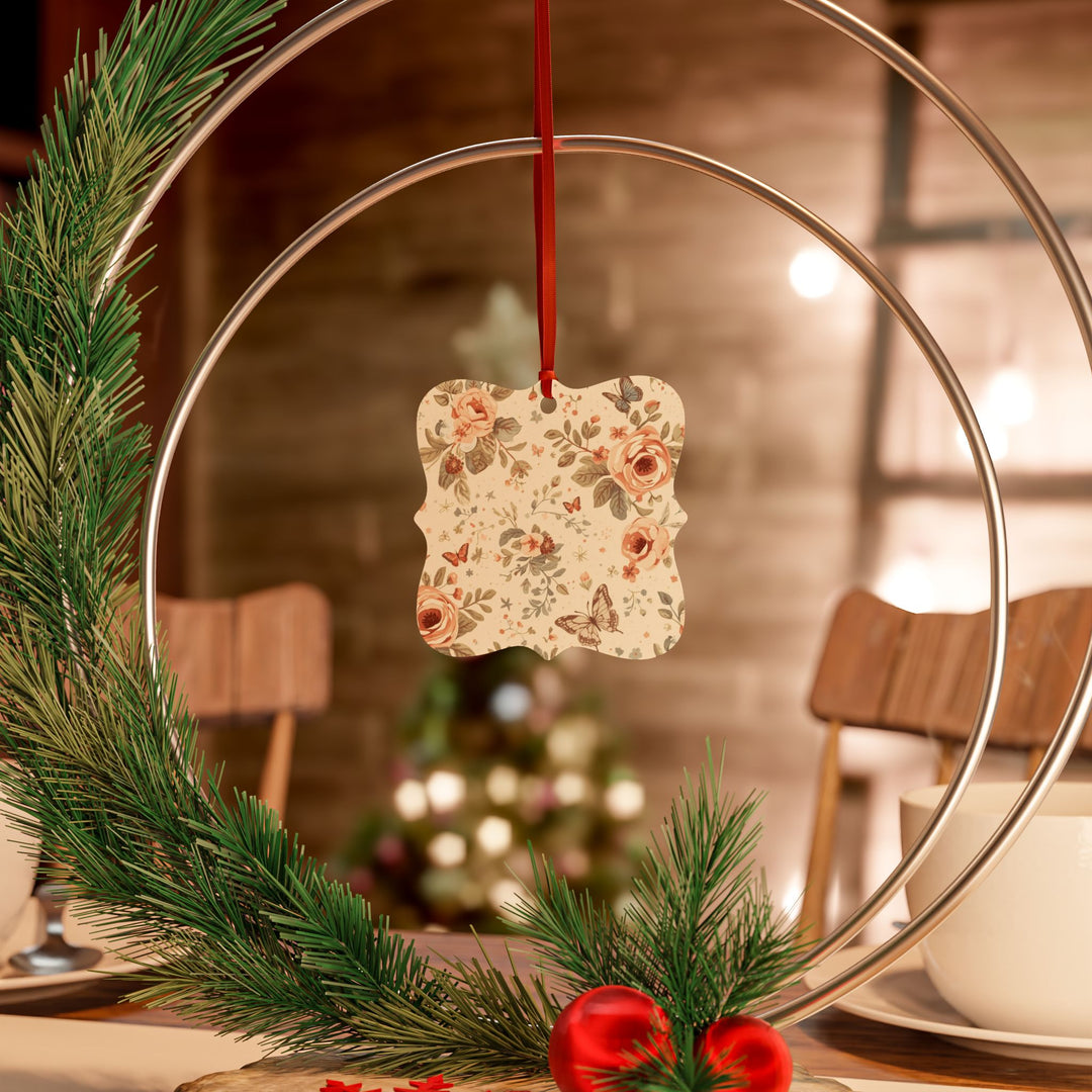 Elegant Personalized Aluminum Ornaments – Vintage Floral, Set of 1–20