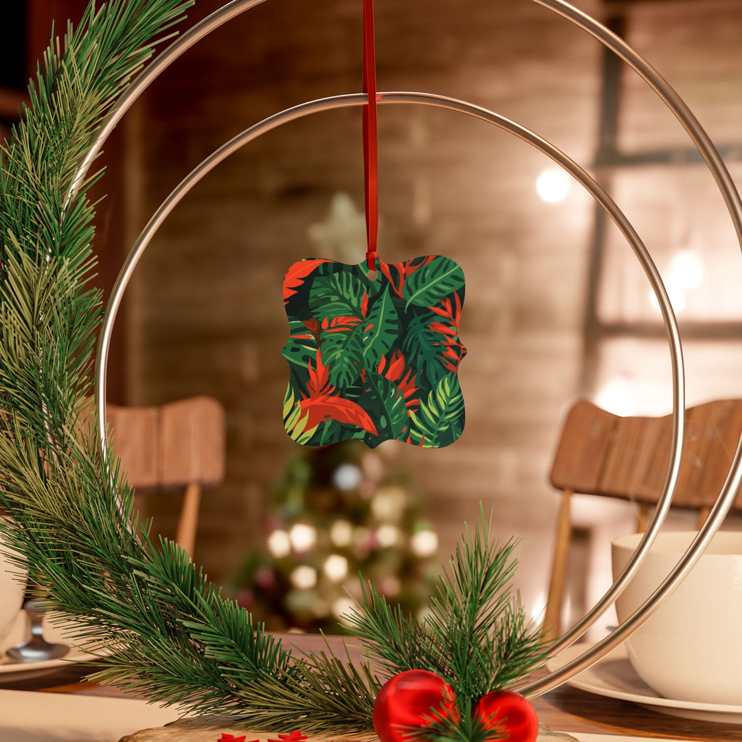 Personalized Aluminum Ornaments – Tropical Leaf Design, Custom Sets, Gift-Ready