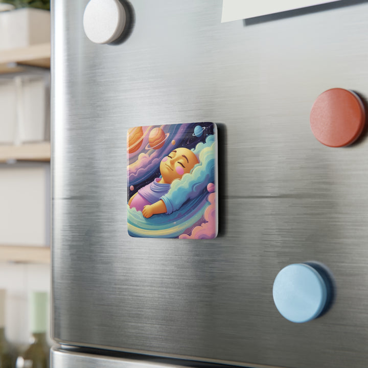 Dreamy Cosmic Baby Porcelain Magnet – Custom Square Galaxy Nursery Art