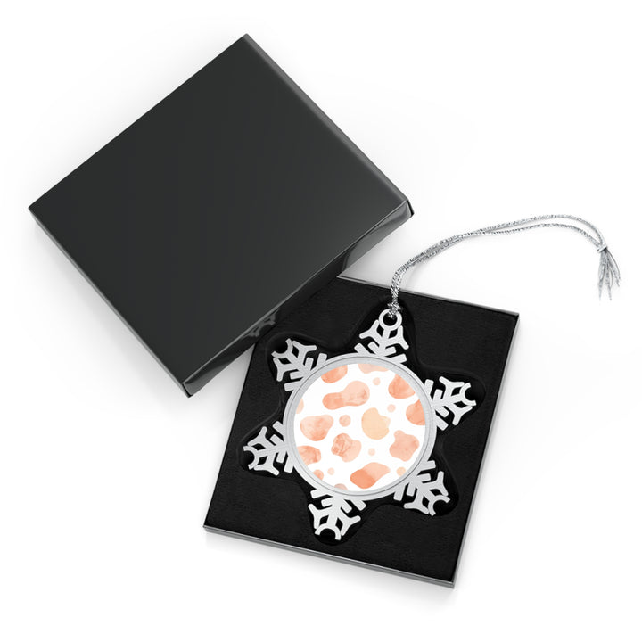 Custom Pewter Snowflake Ornament – Modern Watercolor Blush Abstract Design