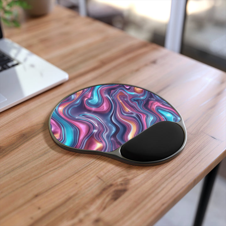 Ergonomic Memory Foam Mouse Pad – Wrist Rest, Vibrant Swirl Design, Modern
