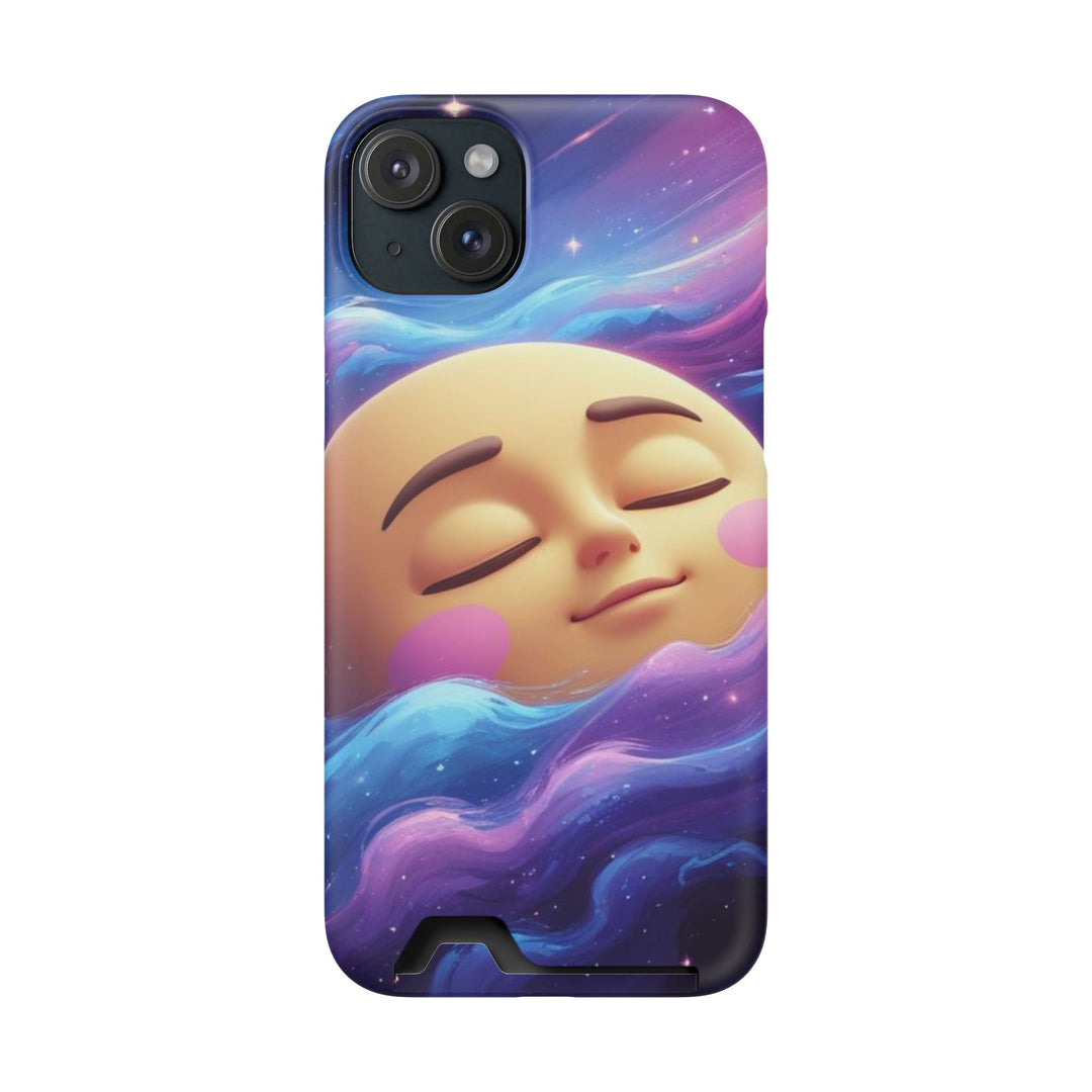 Galaxy Moon Phone Case With Card Holder – Cute Celestial Wallet Case
