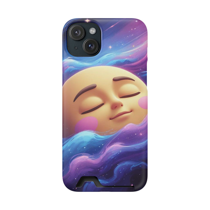 Galaxy Moon Phone Case With Card Holder – Cute Celestial Wallet Case