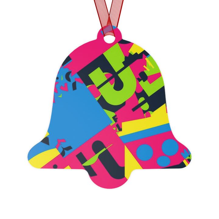 Trendy Geometric Metal Ornaments – Modern Neon Abstract Holiday Decor