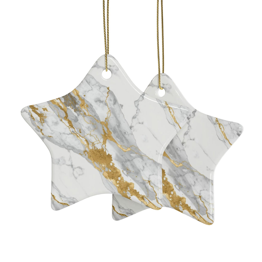 Custom Marble-Effect Ceramic Ornaments – Elegant Gold Veins, 1-20pcs