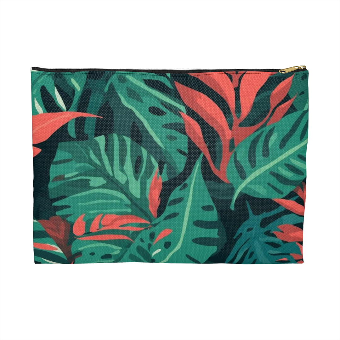 Chic Tropical Leaf Accessory Pouch – Trendy Jungle Print Organizer Bag