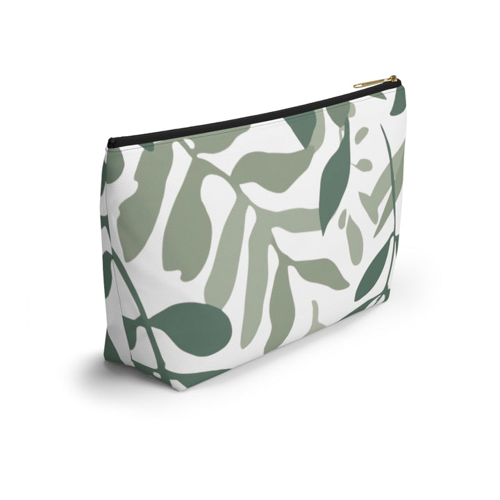 Leafy Green Botanical T-Bottom Accessory Pouch – Chic, Modern Organizer