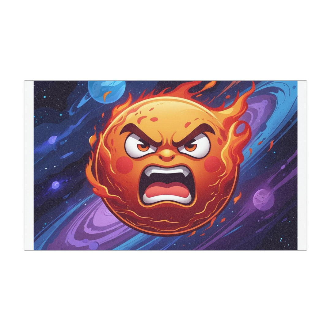 Custom Car Magnet – Fiery Cartoon Sun, Cosmic Vibes, Bold Space Design