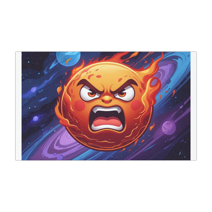Custom Car Magnet – Fiery Cartoon Sun, Cosmic Vibes, Bold Space Design
