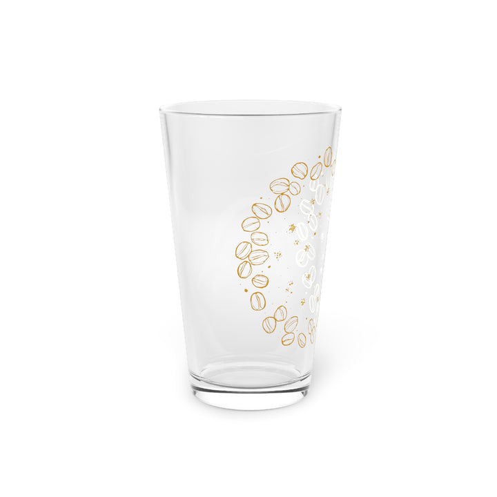 Custom Coffee Bean Pint Glass 16oz – Hand-Drawn Café Chic Drinkware