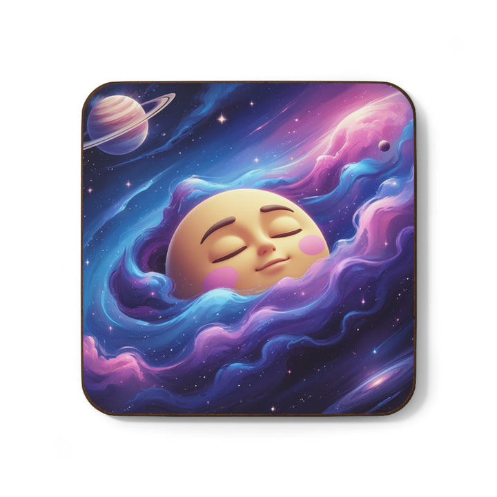 Whimsical Galaxy Moon Hardboard Coaster – Cute Space Decor, 3.5" Durable