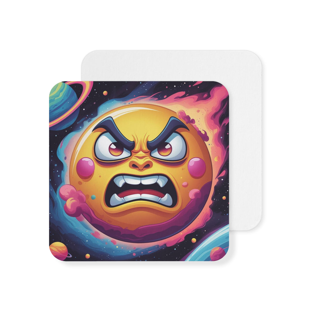 Cosmic Cartoon Sun Square Coasters – Fun Space Party Decor (50/100 Pack)
