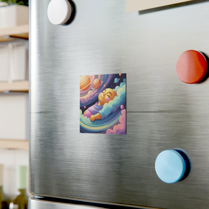 Personalized Square Magnet – Cosmic Baby Clouds Design, Custom Photo Gift
