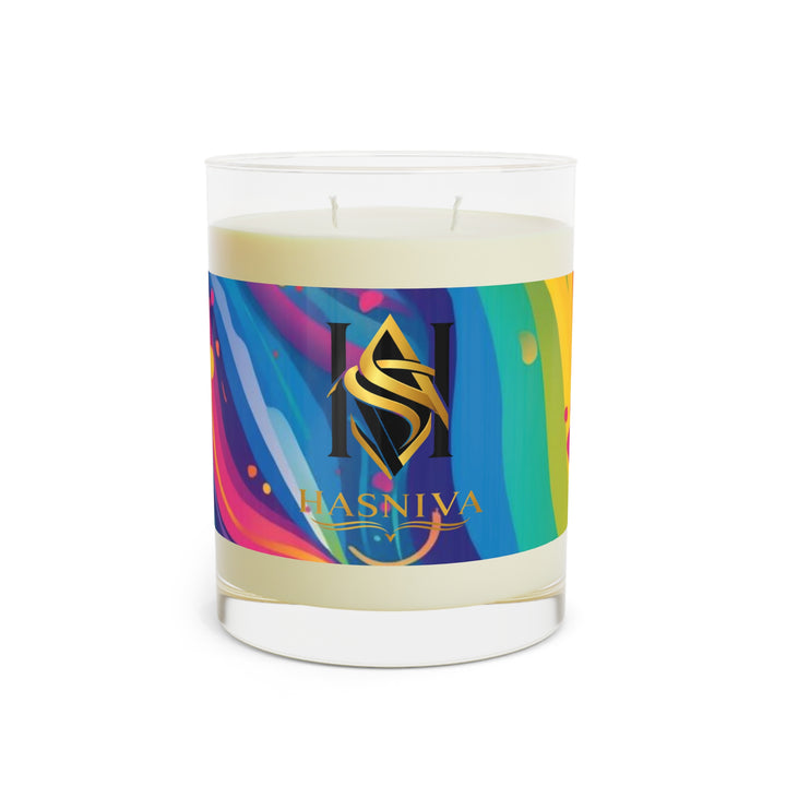 Artful Rainbow Waves 11oz Scented Soy Candle – Vibrant Modern Luxe Decor