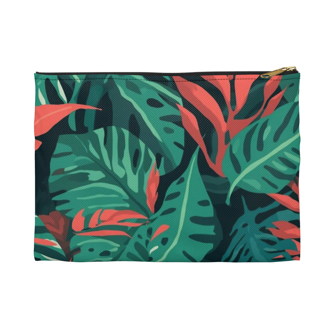 Chic Tropical Leaf Accessory Pouch – Trendy Jungle Print Organizer Bag