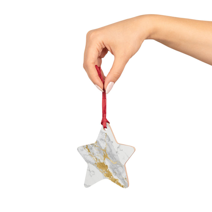 Handcrafted Wooden Ornaments – Marble & Gold Luxe, Rustic Chic Decor