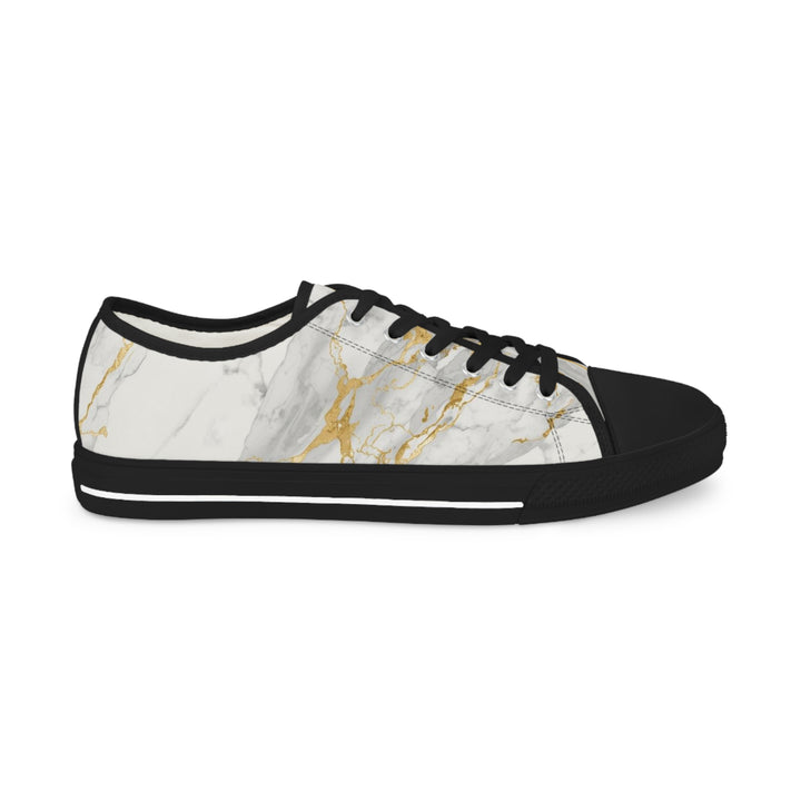Custom Men’s Low Top Sneakers – Marble Gold Vein Design, Personalized & Stylish