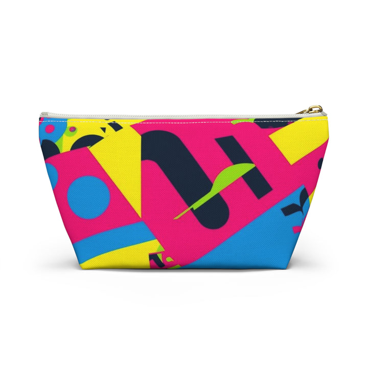 Chic Neon Geometric T-Bottom Accessory Pouch – Bold Modern Organizer