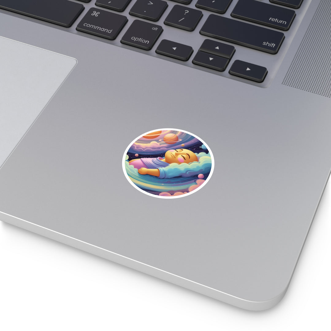 Cosmic Baby Round Sticker – Durable, Weatherproof, Cute Nursery Decor