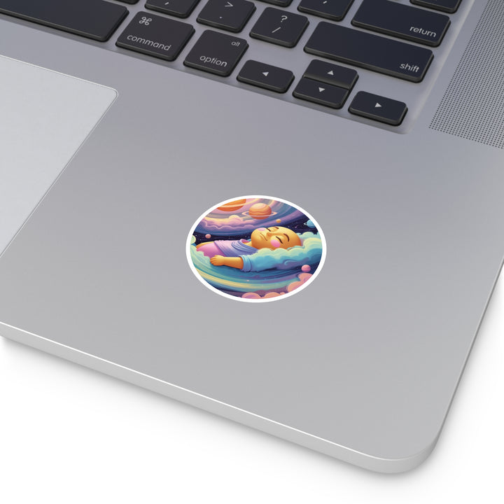 Cosmic Baby Round Sticker – Durable, Weatherproof, Cute Nursery Decor