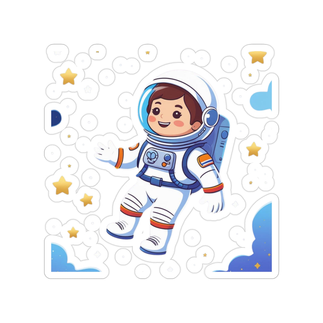 Space Astronaut Transparent Outdoor Die-Cut Sticker – Kid-Friendly, Durable