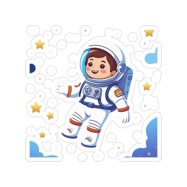 Space Astronaut Transparent Outdoor Die-Cut Sticker – Kid-Friendly, Durable