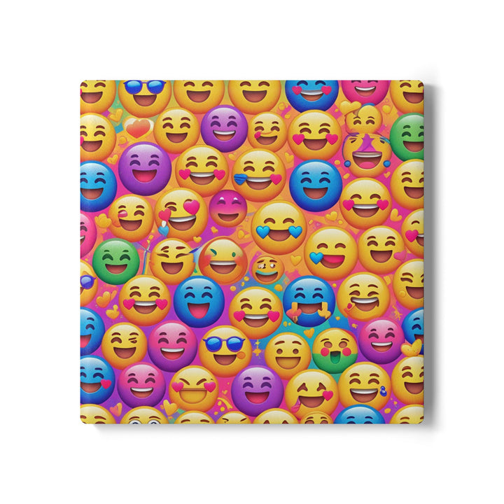 Vibrant Emoji Ceramic Coaster – Fun Smiley Face Art, Cork-Backed Protection