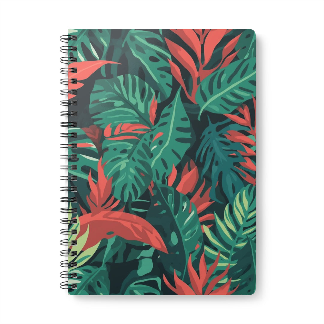 Wirobound A5 Softcover Notebook – Tropical Leaf Design, 150 Pages, Luxe & Trendy