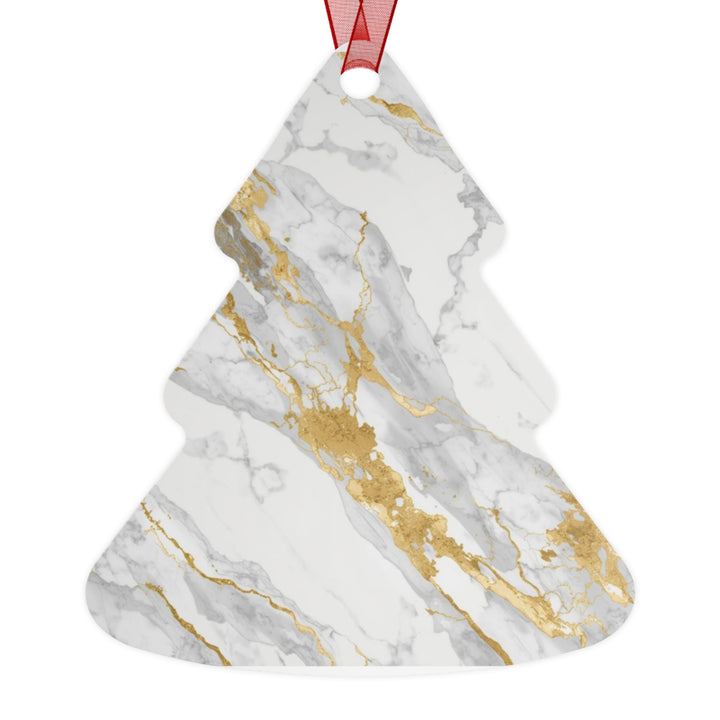 Chic Marble & Gold Metal Ornament – Custom, Glossy, Elegant Holiday Décor