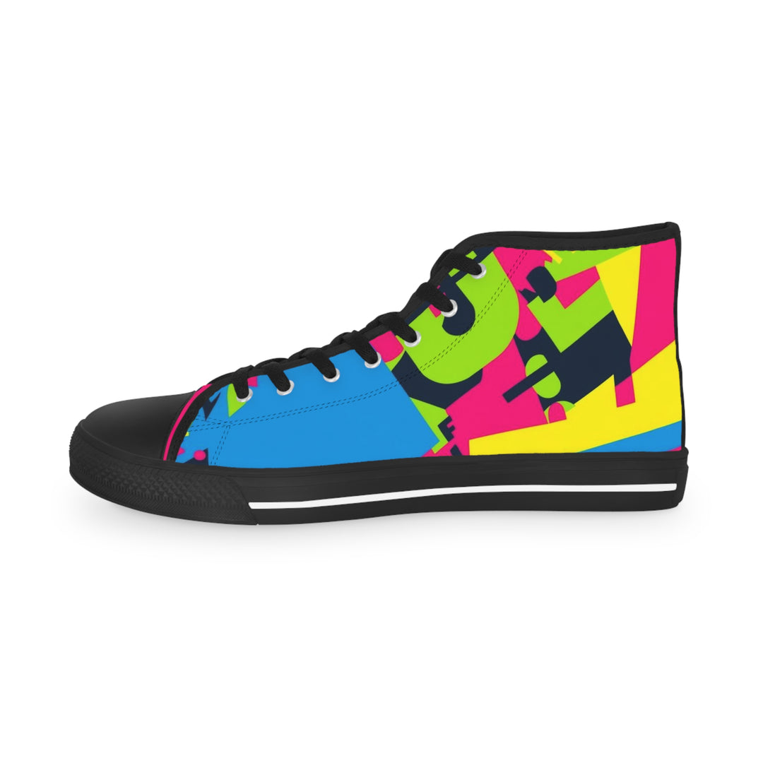 Men's Neon Geometric High Top Sneakers – Bold, Comfy, Streetwear Style