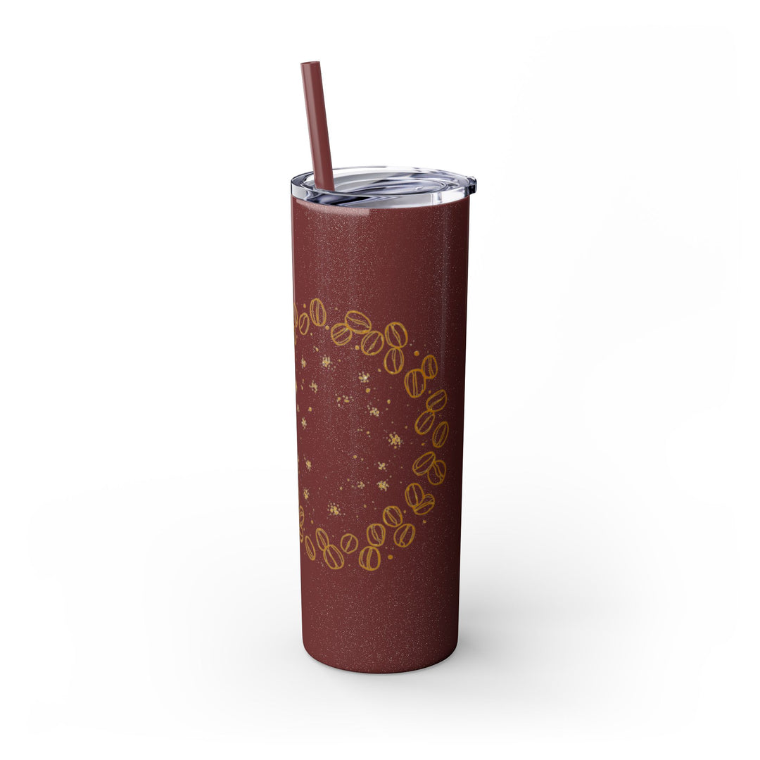 Coffee Lover’s 20oz Skinny Tumbler – Chic Hand-Drawn Beans & Straw