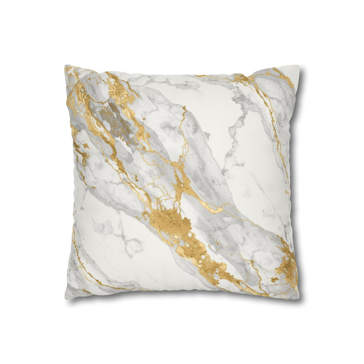 Marble Gold Faux Suede Square Pillowcase – Luxurious Modern Glam Accent