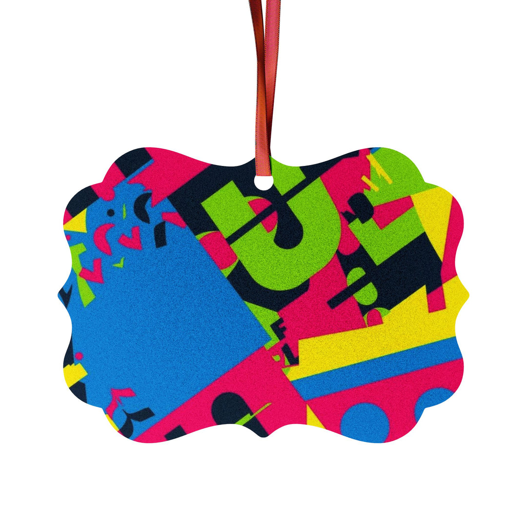 Personalized Aluminum Ornaments – Vibrant Abstract Geometric Design, 1–20pc