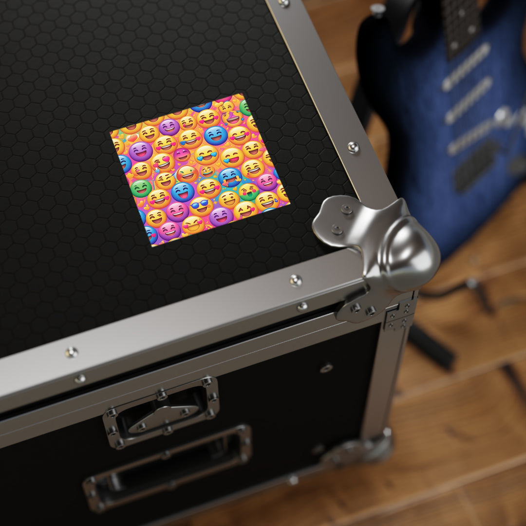 Custom Square Stickers – Emoji Rainbow Fun, Waterproof & Removable Vinyl