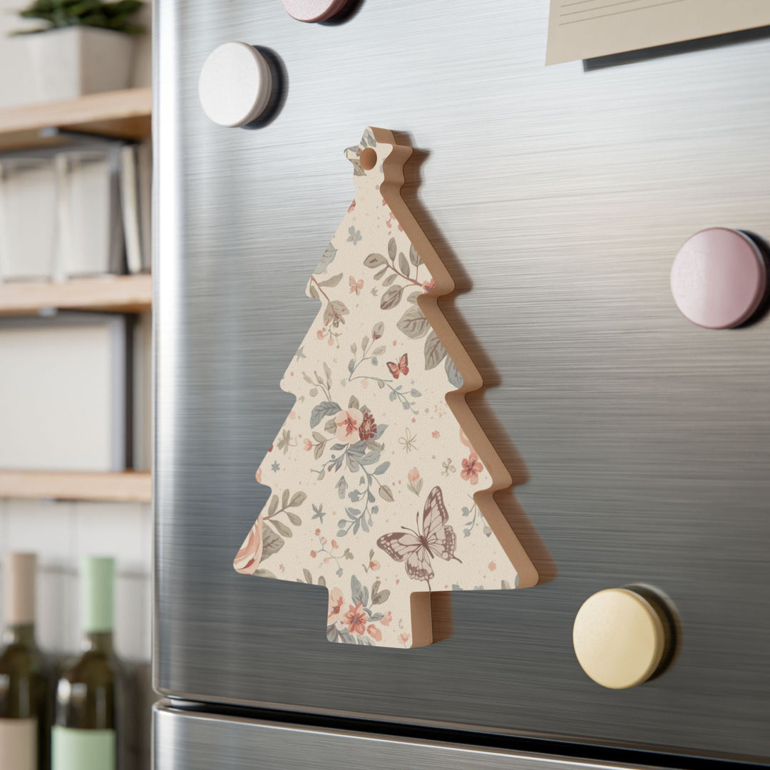 Handcrafted Wooden Ornaments – Floral & Butterfly Rustic Decor, Magnetic & Hanging