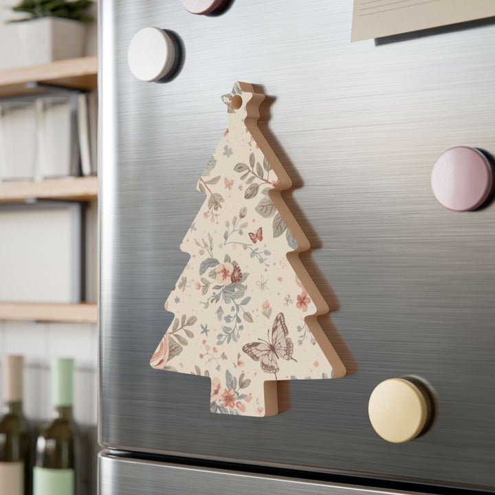 Handcrafted Wooden Ornaments – Floral & Butterfly Rustic Decor, Magnetic & Hanging